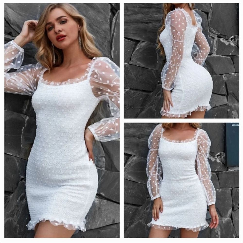 NEW Coquette Eilly Bazar 'Posh In Polka Dot' Smocked Mini Dress in White